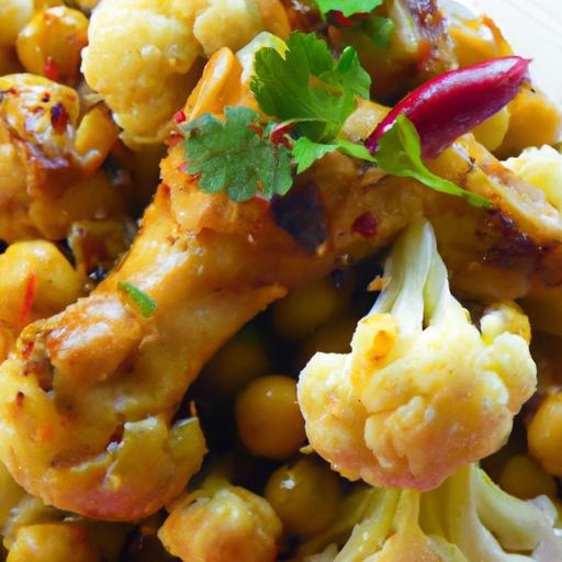 Kerala-Style Chicken with Spiced Cauliflower & Chickpeas Delight