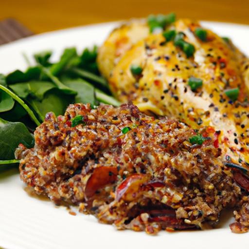 Savor Baked Herb-Crusted Chicken with Nutty Quinoa Delight