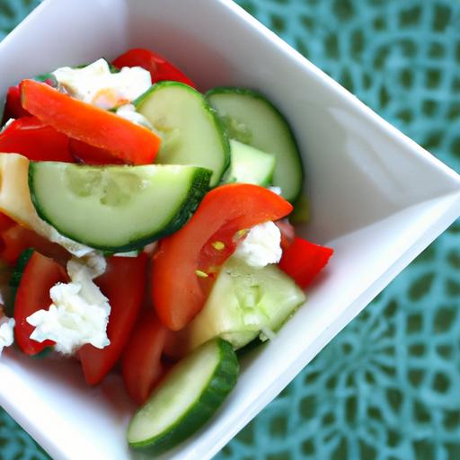 Refreshing Cottage⁣ Cheese Salad with ⁣Cucumber and Tomatoes