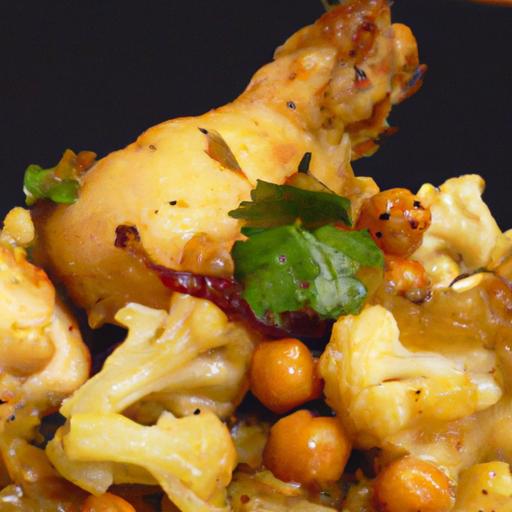 Kerala-Style‌ Chicken with Zesty Spiced Cauliflower ⁢& Chickpeas