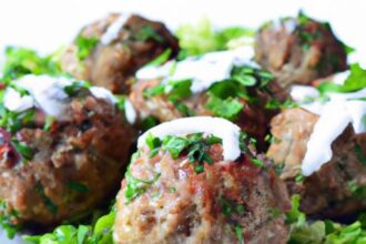 Savory Greek Turkey Meatballs Paired with Zesty Tzatziki