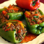 Hearty Stuffed Green Peppers with Beef and Rice Delight
