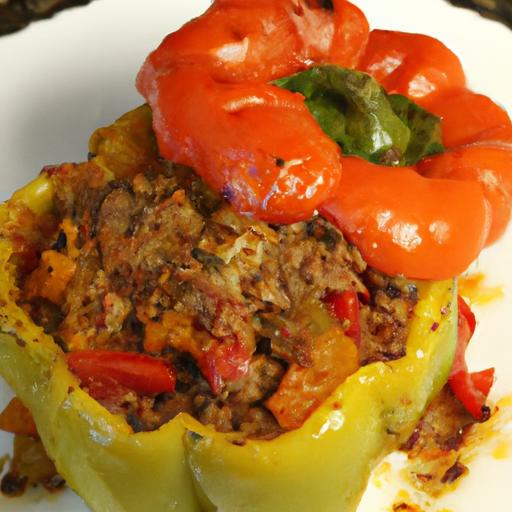 Hearty Stuffed Bell Peppers with ​Ground Beef and ‍Rice Delight