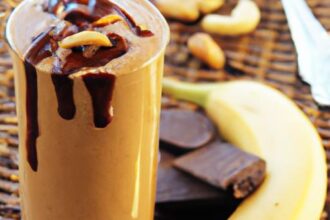 Decadent Chocolate Peanut Butter Banana Smoothie Recipe