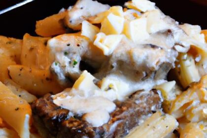 Savor Garlic Butter Steak with Creamy Parmesan Rigatoni Delight