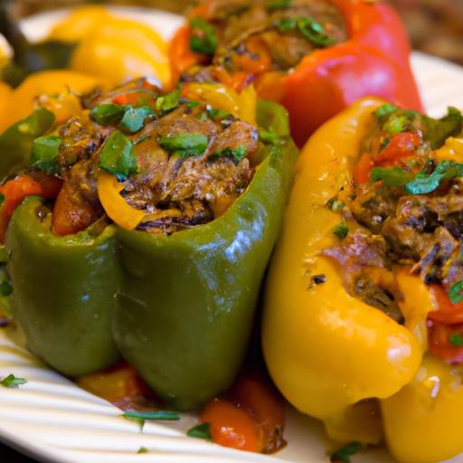 Hearty ⁣Stuffed Bell Peppers with Beef and Rice Delight