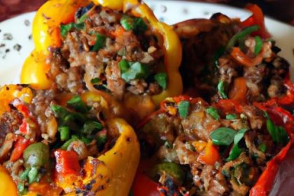 Hearty Stuffed Bell Peppers with Beef and Rice Delight