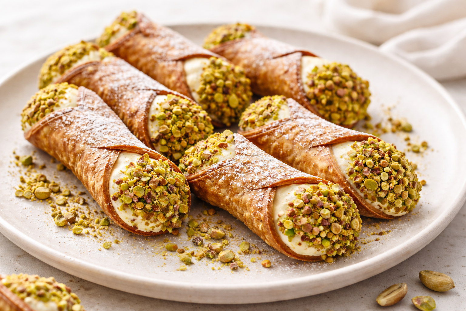 Cannoli with Crunchy Pistachio