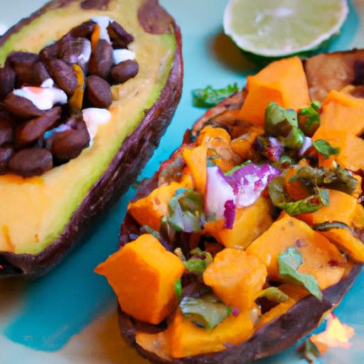 Hearty Black Bean & Avocado Stuffed Sweet Potato Delight