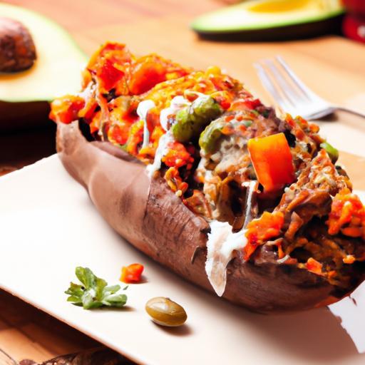 Hearty Black Bean & Avocado Stuffed Sweet Potato Delight
